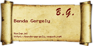 Benda Gergely névjegykártya